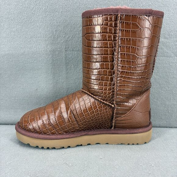 Ugg Classic Short Croco Spice Glossy Leather Women Boot Size 6 US S/N 1012900 - Picture 5 of 11